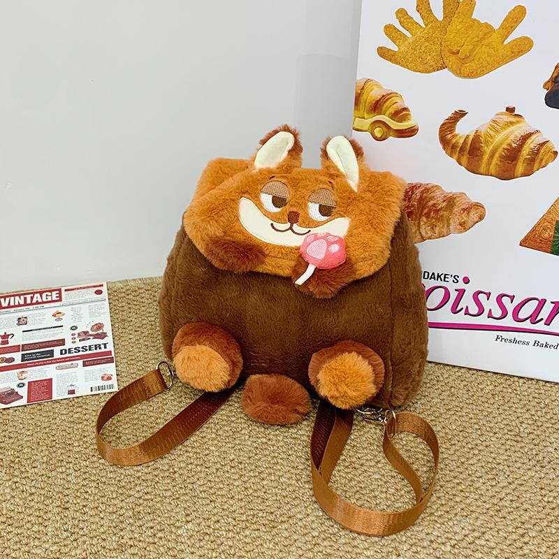 Cute cartoon little fox schoolbag girl heart dual-purpose backpack soft girl storage shoulder bag student backpack