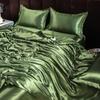Double-sided four-piece set silky cool solid color three-piece set bed sheet quilt cover summer cool bedding