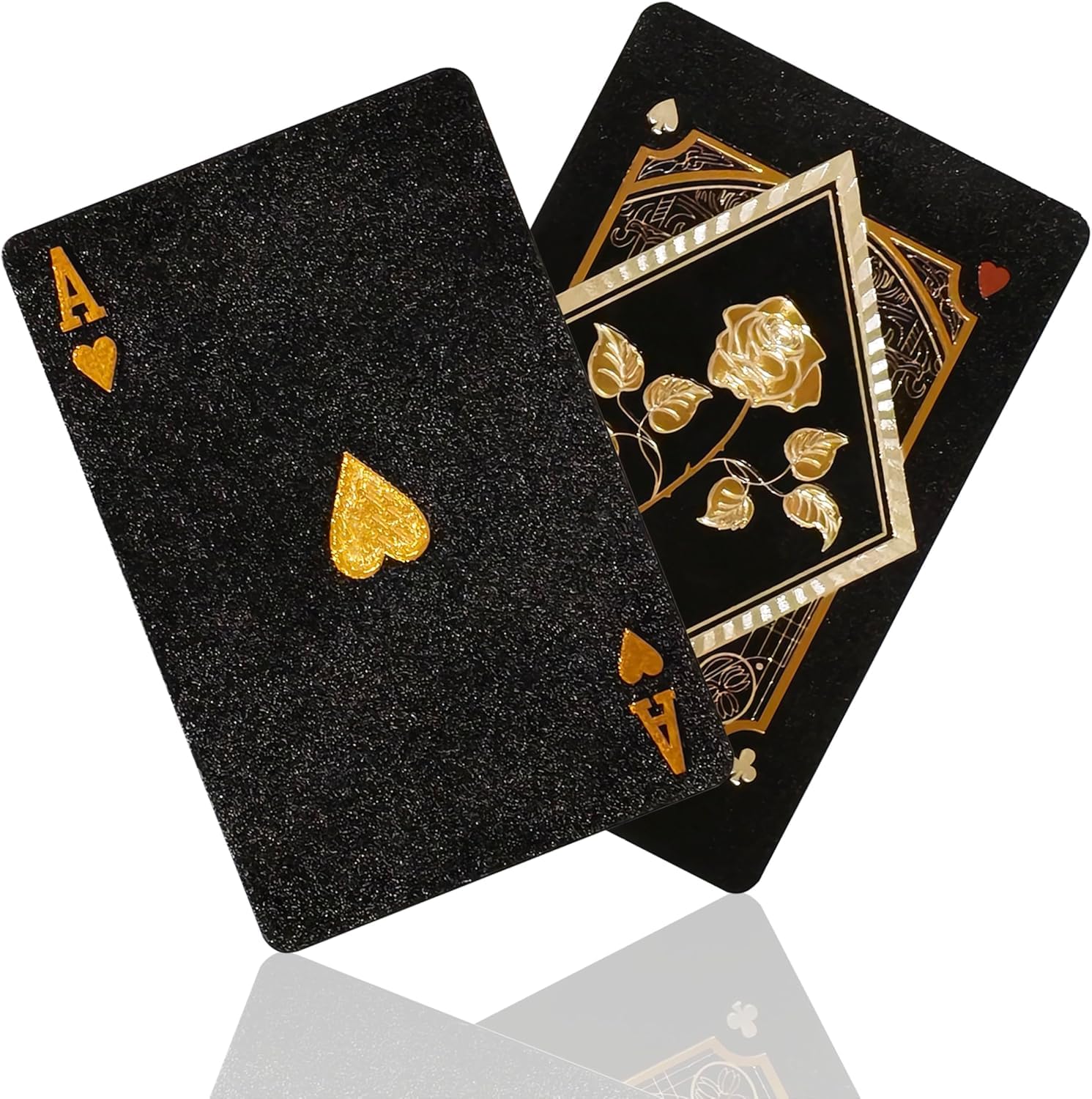 

54-Card Black Gold Waterproof Plastic Playing Cards PVC Durable Game Set with Storage Case Black