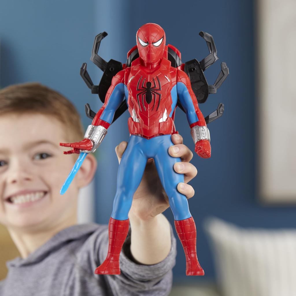 Hasbro Marvel Web Blast Action Figure with 11 Inches Superhero Ages F8841 Spider-Man Spider-Man Accessories, (27 Cm) Tall, Toy, 4+, (Authentic)