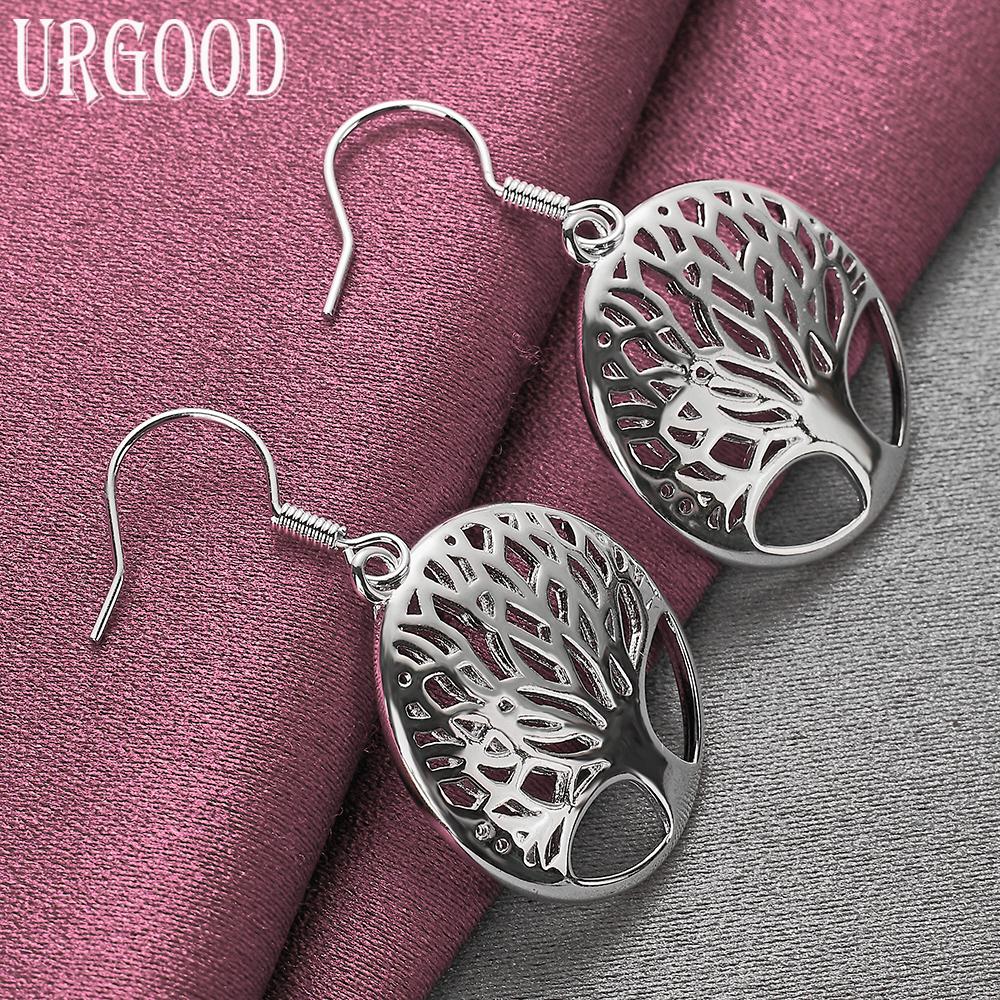 Cercei pandantiv arbore rotund din argint sterling 925 bijuterii de nuntă