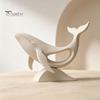 Minimalist Whale Ornaments Hollow Figurine, 3D Printed Matte Animal Sculpture for Artistic Desktop Decoration Home Office Desk Decor, Modern