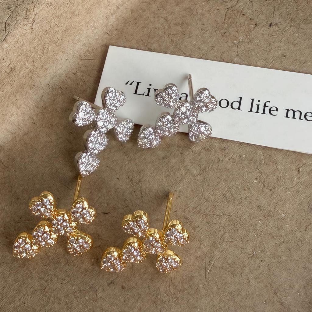 Diamond Cross Stud Earrings - Elegant, Versatile, High-End Design