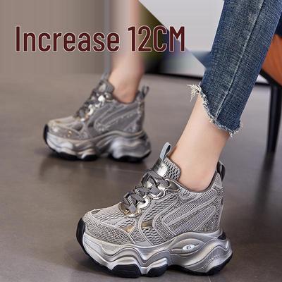 Női 12 cm-es légáteresztő hálós platformos sneakerek A8935 - Alkalmi sportcipők kis méretekben