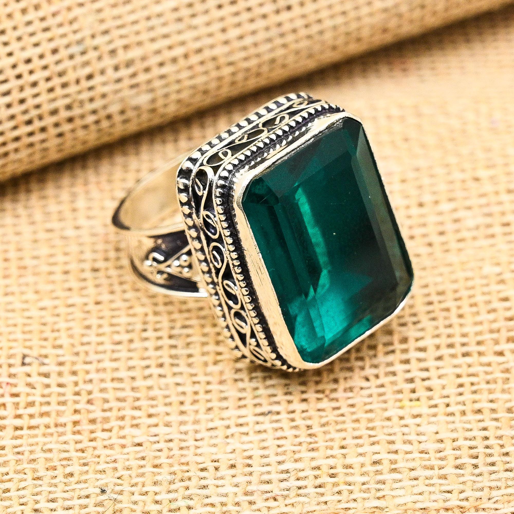 

Ювелирное кольцо из твердого серебра 925 пробы ручной работы с индиколитом для подарка на помолвку 6.5 зелёный