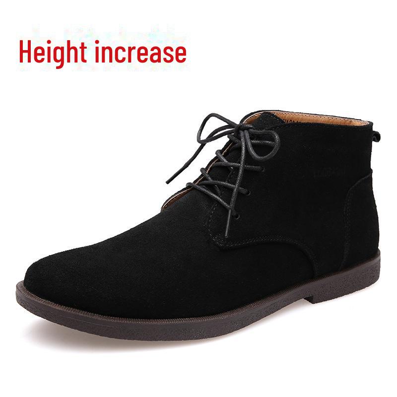 Men's Frosted Leather Mid-Top Winter Desert Boots In British Style