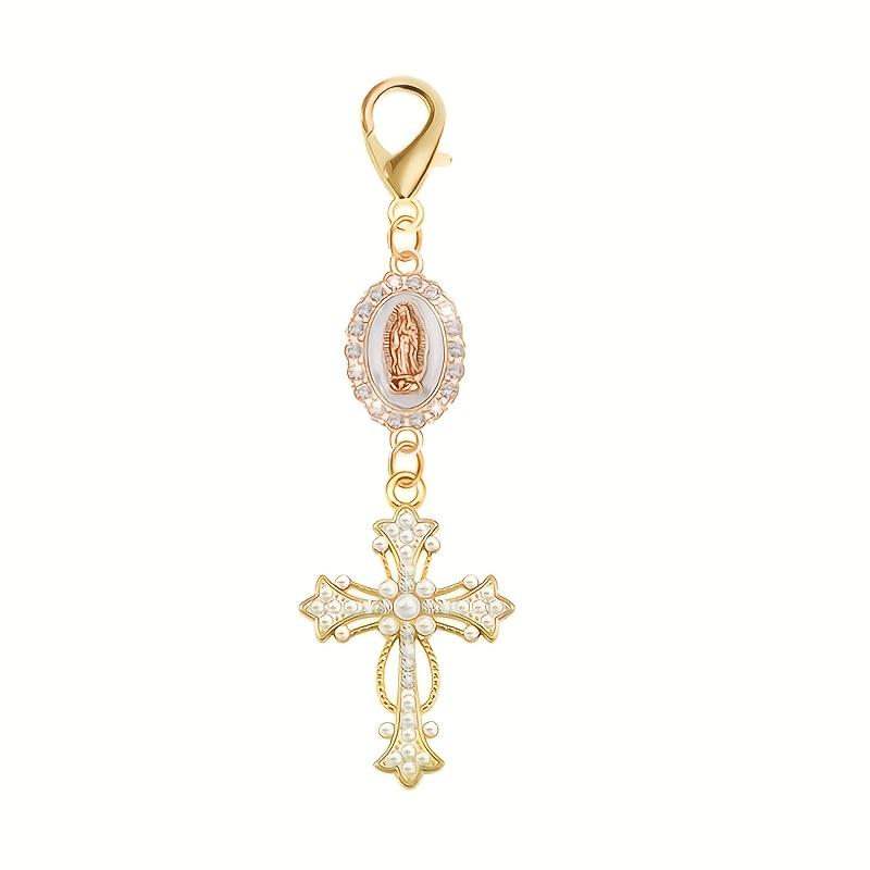 

Pink Charm Cross Keychain for Car Bag Keyring белый