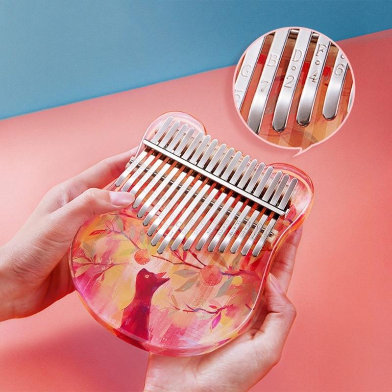 Profession Kalimba 17/21 Keys Thumb Piano with Study Instruction & Tune Hammer Acrylic Finger Piano for Kid Beginners