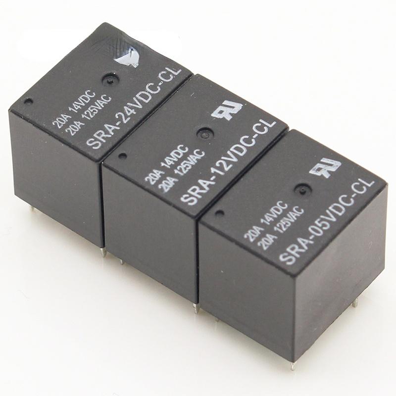 5PCS/lot Power Relays SRA-05VDC-CL SRA-12VDC-CL SRA-24VDC-CL 5V 12V 24V 20A 5PIN Relays 5