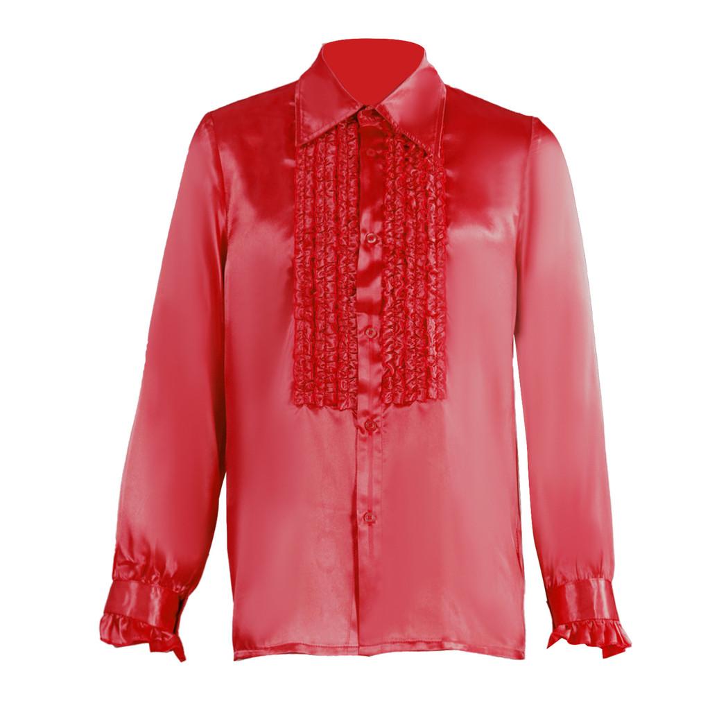 Polyester Satin Ballroom Performance Shirt For Men And Women With Ruffle Details For Halloween Stage Shows
