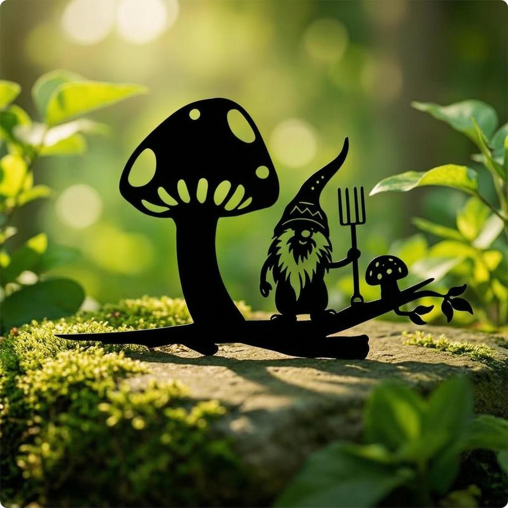 Metal Silhouette Flat Cutout Garden Decor Openwork Tree Stake for Homeowners, Gardeners, Yard,
