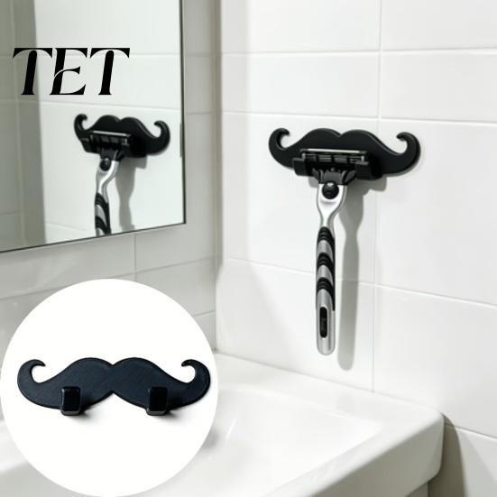 Adhesive Wall Hooks for Bathroom 3D Printed Beard Shaped Hook, Self?Adhesive Creative Decorative Hanger Key Towel, Fun Storage Organizer Home Decor