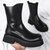 Thick-soled Heightening Martin Boots Men's Winter Velvet High Zipper Boots Leather Thermal High-top Tooling Cotton Leather Boots