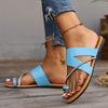 Fashion Women's Summer Fashion Clip Toe Leather Sandals Casual Lightweight Comfortable Outdoor Beach Slippers Rhinstone Strap Sandals