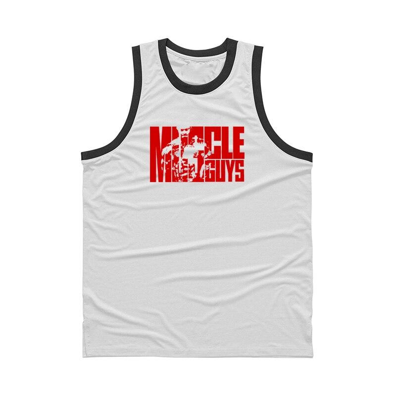 

Muscleguys, летняя модная уличная одежда, красивые мужские сетчатые быстросохнущие топы без рукавов с принтом MUSCLE, футболки без рукавов для тренировок на открытом воздухе XXL белый