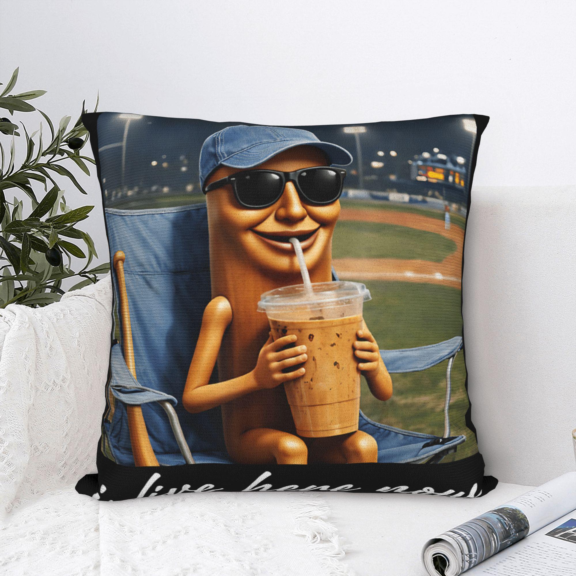 Annier Unisex Tung Sahur Watching Baseball Funny Brainrot Tailgate Meme Pillowcases Novelty Pillow Case For Chair Sofa Home Decor Pillow Cover