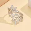 Elegant Gold Leaf Adjustable Stainless Steel Ring for Women - Durable, Fairy Forest Style