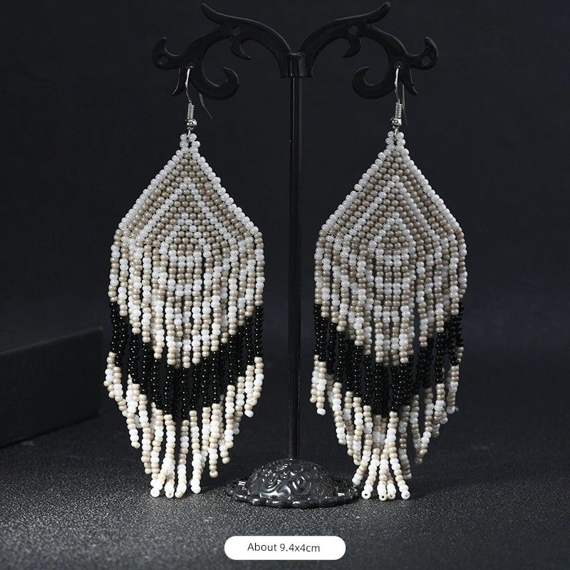 Hand-Woven Bead European and American Personalized Elegant Earrings for Women