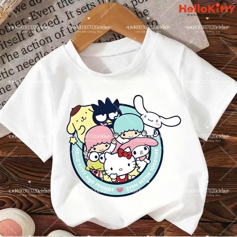 Palm Tree Folding Sun Pattern Summer Boy and Girl Casual Round Neck Short Sleeved T-shirt