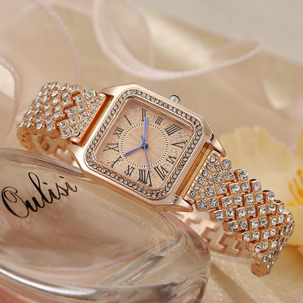 Neue römische Ziffern Strass Damen Quarz Armbanduhr