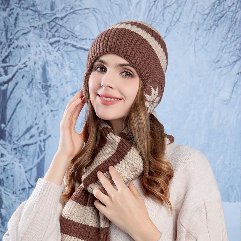 Wintermütze Schal Anzug Herren Damen Outdoor Winddicht Ohrenschutz Pullover Kaschmir Warm Gestrickte Wollmütze