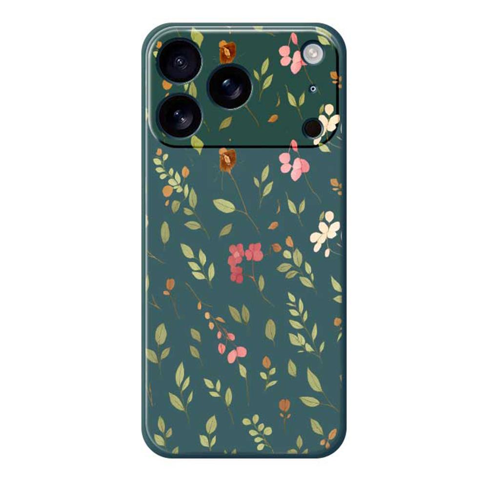 For iPhone 17 Pro Max Case Small Flower Leaves Pattern Printing Straight Edge TPU Phone Back Cover