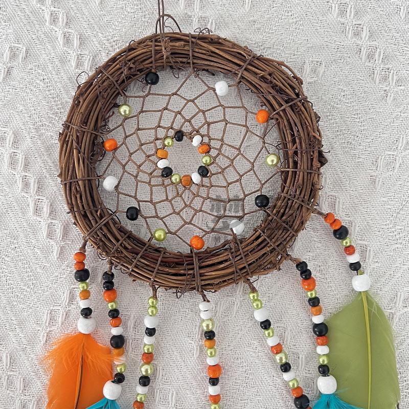 Indian color rattan dreamcatcher ornament DIY hand-woven pastoral retro color pendant