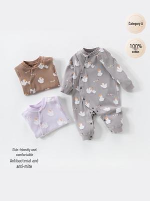Unisex Baby Cotton Long Sleeve Jumpsuit for Outdoor Crawling - Spring/Autumn Style