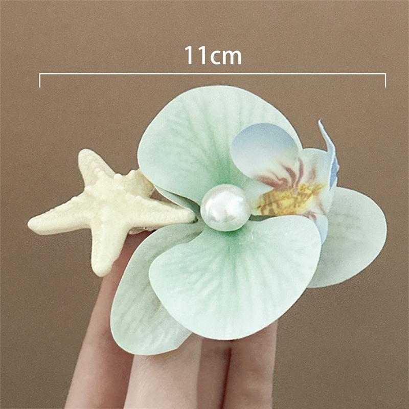 Sweet Orchid Flower Hairpin for Women Pearl Resin Starfish Hair Clip Seaside Headwear Bohemian Side Clip Y2K Hair Accessories