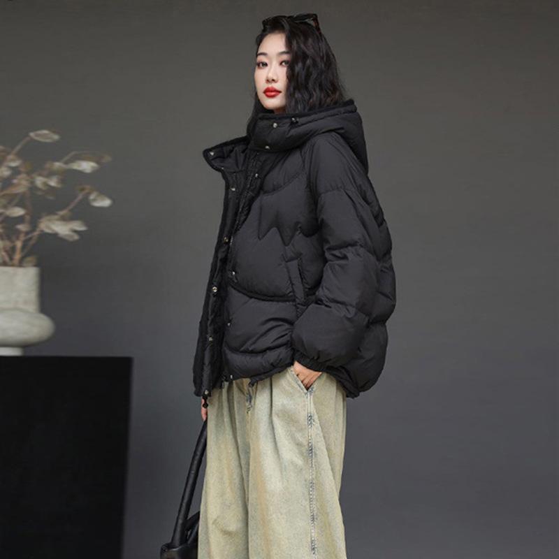 New Chinese short down jacket women's high-end 2024 winter new hooded mink hair thickened white duck down large size jacket