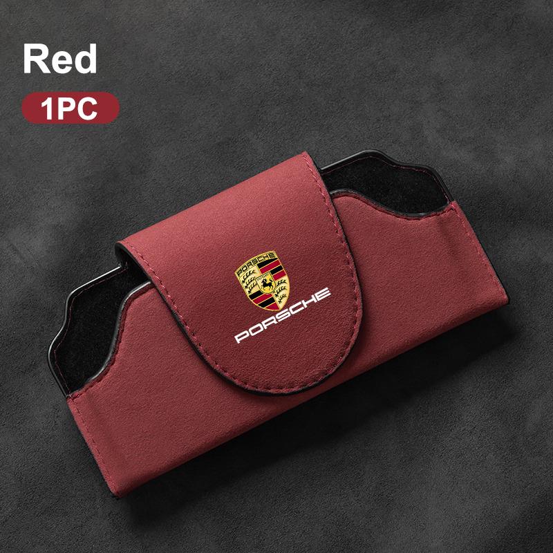 Zamszowe etui na okulary samochodowe Pudełko do przechowywania okularów Klips Do Porsche Cayenne Panamera Macan 911 718 Taycan Boxster Cayman-GT Akcesoria