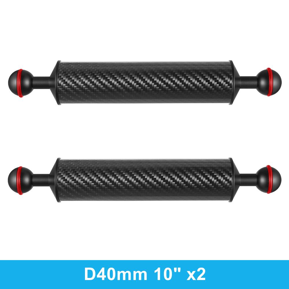 2 x D40mm Carbon Fiber Underwater Float Arm for Diving Tray Housing Video Light/Strobe Buoyancy Floating Ball Mounting (2 PCS)