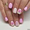 24-Piece Cute Pink Flower & Butterfly Polka Dot Short Square Nails Set