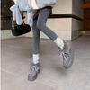 Damen Winterstiefel mit dickem Absatz, lockigem Fell, Herbststil, extra dickes Kunstwildleder, Schneestiefel, runde Spitze, knöchelhoch