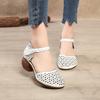 Fashion GKTINOO Genuine Leather Women Sandals Summer Shoes 5CM High Heels Retro Women Shoes 2025 Hollow Out Sandals