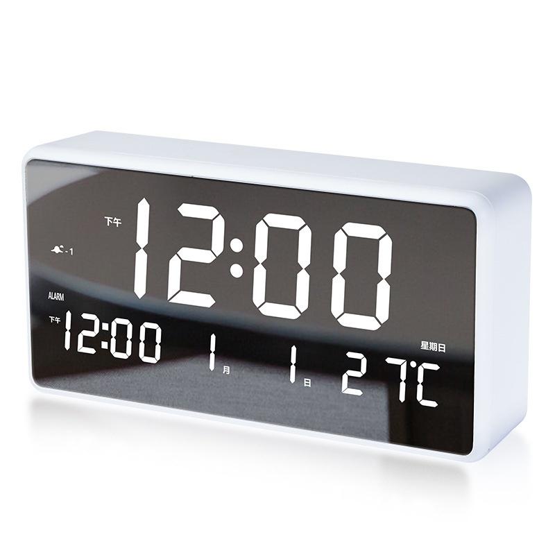 Digitale LED-Spiegeluhr, Wecker, Kalender und Schlummerfunktion, °C/°F, Innenthermometer einstellbar