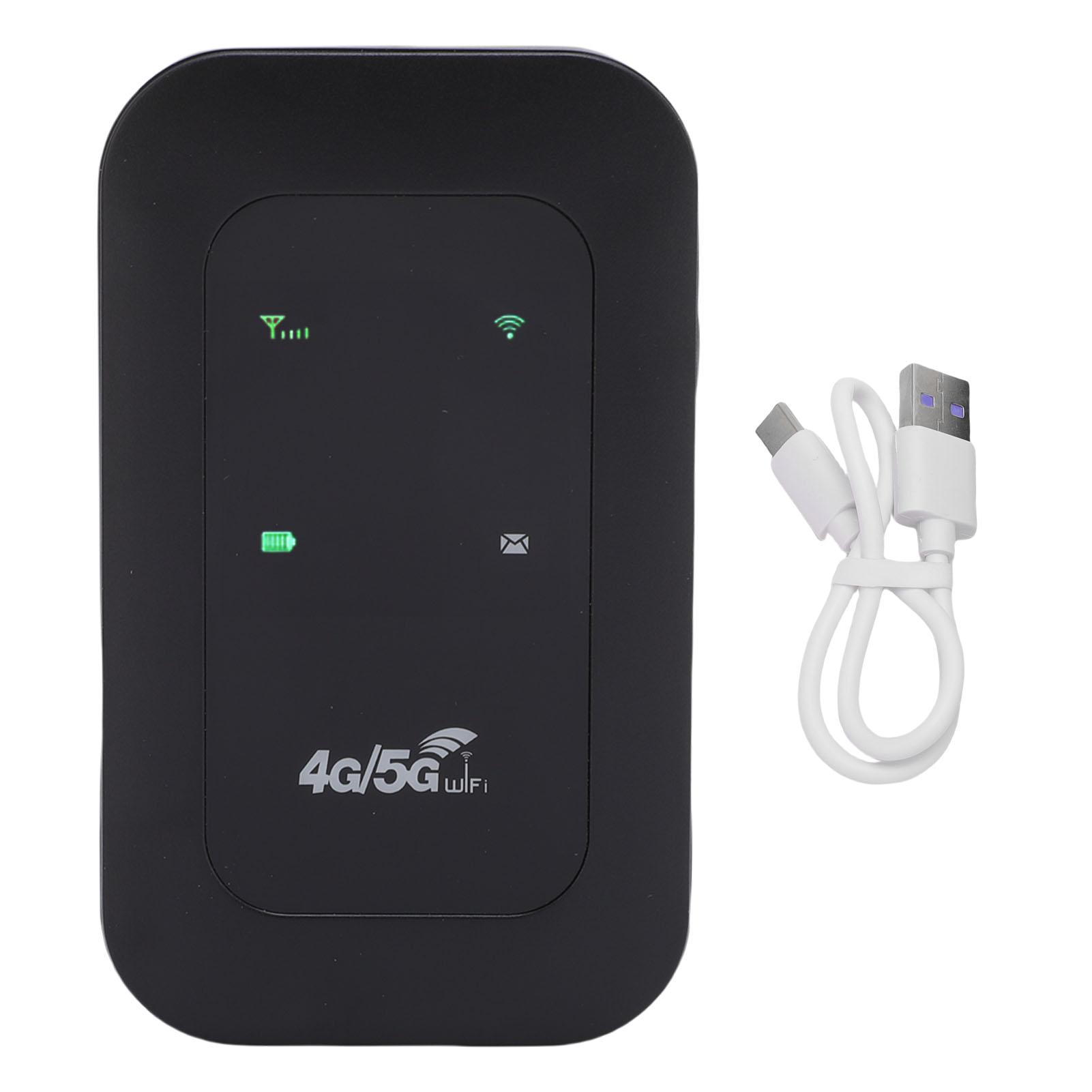 

Мобільний WiFi-роутер Hotspot 4G LTE Підтримує 10 підключених пристроїв для подорожей Висока швидкість 300 Мбіт/с Слот для SIM-карти Кольоровий світлодіодний дисплей чорний