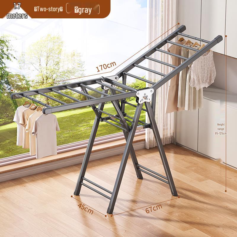 Adjustable Foldable Clothes Drying Rack for Indoor/Outdoor Use - Ideal for Bedroom, Balcony, and Baby Items.