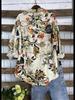 Comfortable Casual Loose Fit Blouse  Long Sleeve Printed Cotton Linen Top