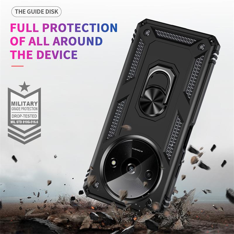 Pro Xiaomi Redmi A3 Pouzdro Magnet Kovový Prsten Stojan Držák Pancéřové Pouzdro na Telefon Pro Redmy A3 A 3 RedmiA3 4G 23129RN51X Nárazuvzdorný Kryt