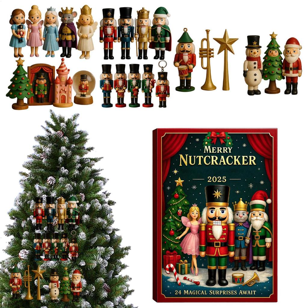 Nutcracker Advent 24-Days Acrylic 2D Flat Christmas Nutcracker Ornaments Holiday New Year Pendant Advent for Car Home Dorm