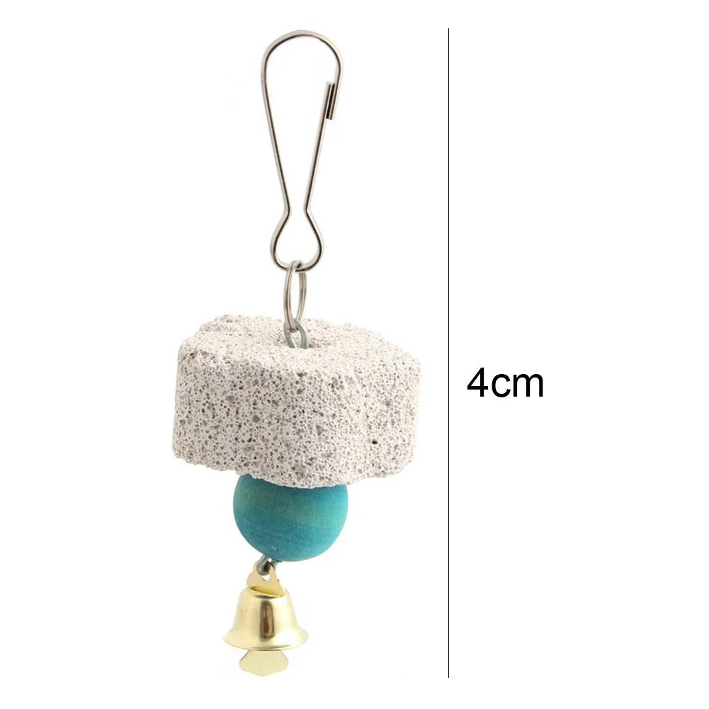 Birds Parrot Parakeet Grinding Mineral Bell Stone Molar Cage Decor Hanging Chewing Toy Molar Parrot Grinding Stone Pet Products