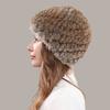 Pălărie nouă din blană de iepure pentru femei, toamnă și iarnă, îngroșată, caldă, pălărie ananas, dublu elastică, tricotată, pălărie pulover Iepure de zăpadă