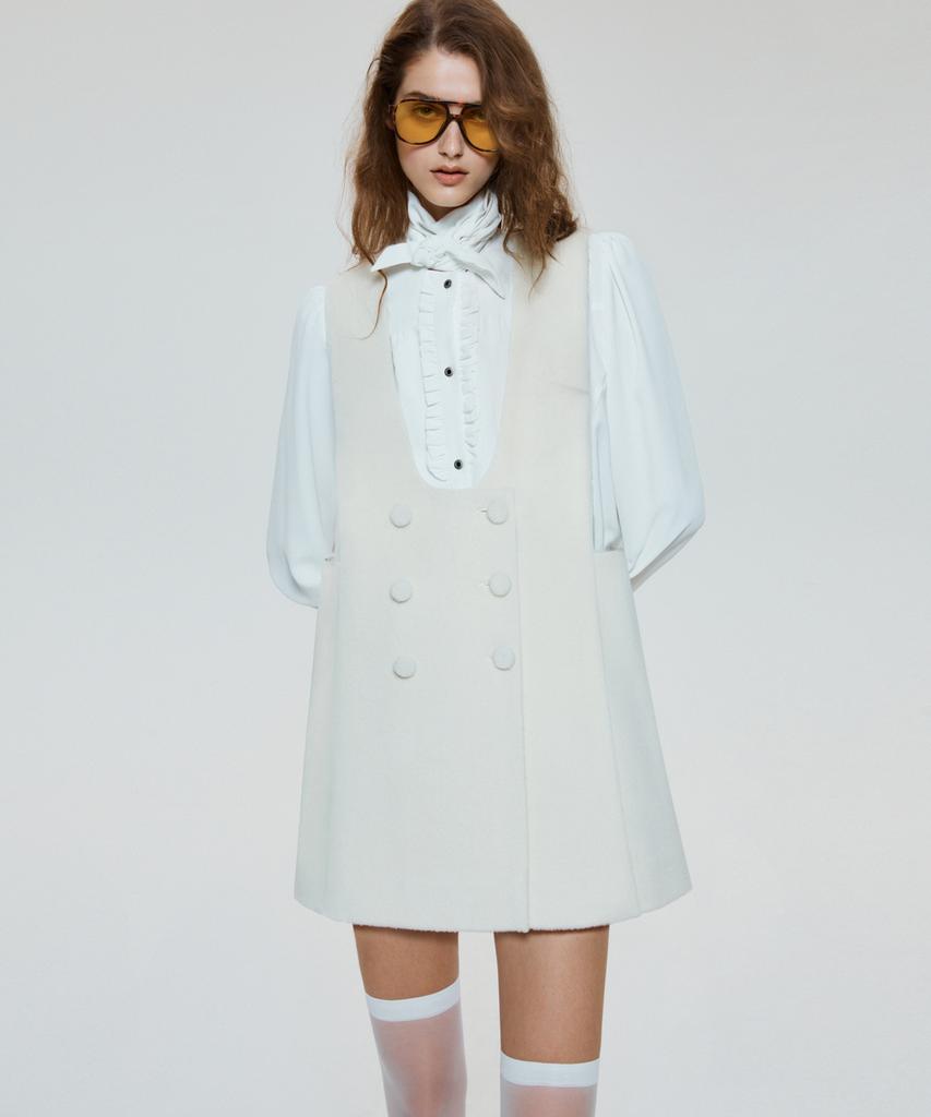 Untage Wool Trapeze Mini Dress (White)_Uws-Ss21
