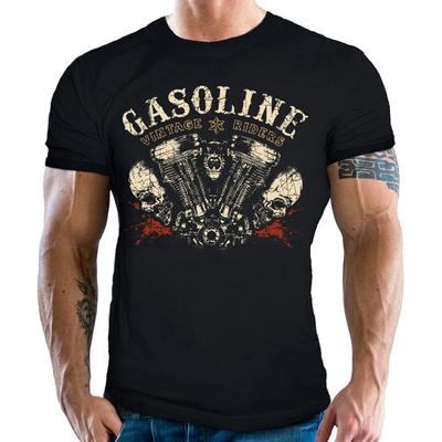 Retro Skull Engine Biker Racer Vintage Riders T-Shirt 100% Cotton O-Neck Short Sleeve Summer Casual Mens T-shirt Size S-3XL -...