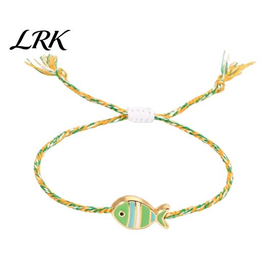 Matching Couples Jewelry Colorful Small Fish Handmade Braided Bracelet, Boho Cute Woven Gift for Best Friends String Adjustable Summer Beach Wristband