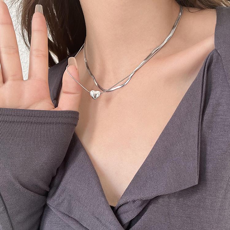 Double-Layered Love Snake Bone Necklace for Women - 2024 Summer Fashion, Japanese & Korean Style Versatile Clavicle Chain.