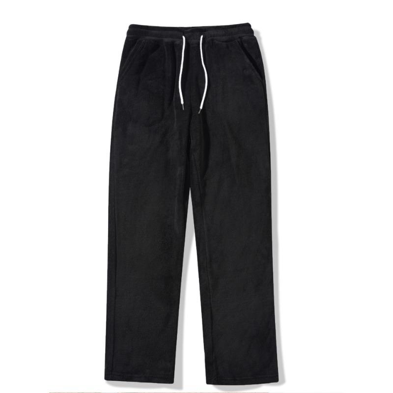 Solid Fleece Lined Drawstring Hooded Top And Long Pants Two Piece Casual Mens Set