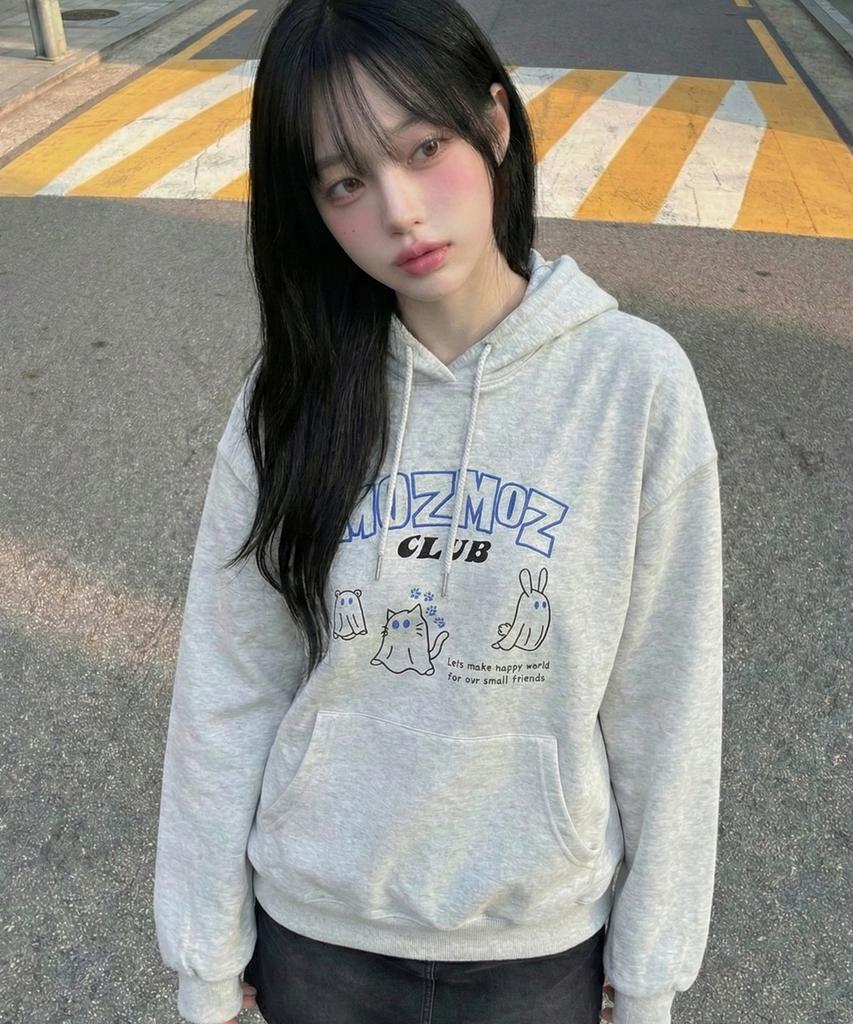 Small Friends Oversized Hoodie White Melange