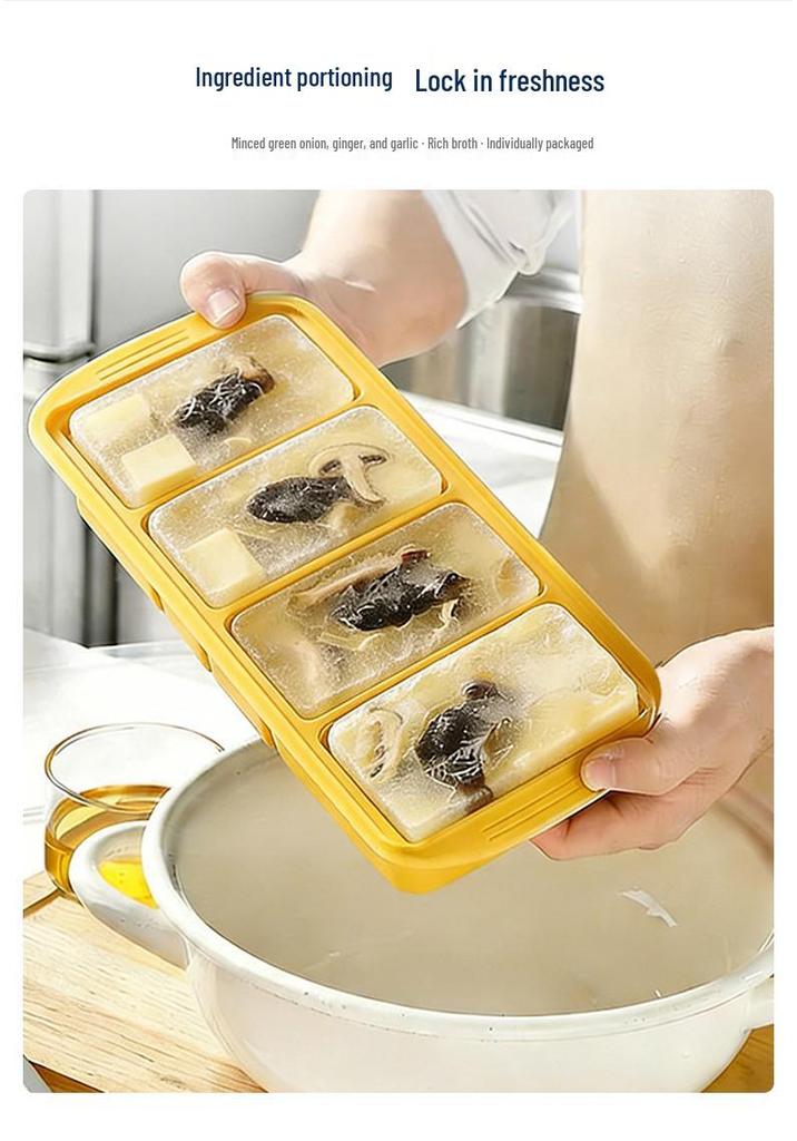 Silicone Ice Cube Tray with Lid - Large Capacity Freezer Storage & Food Preservation Box